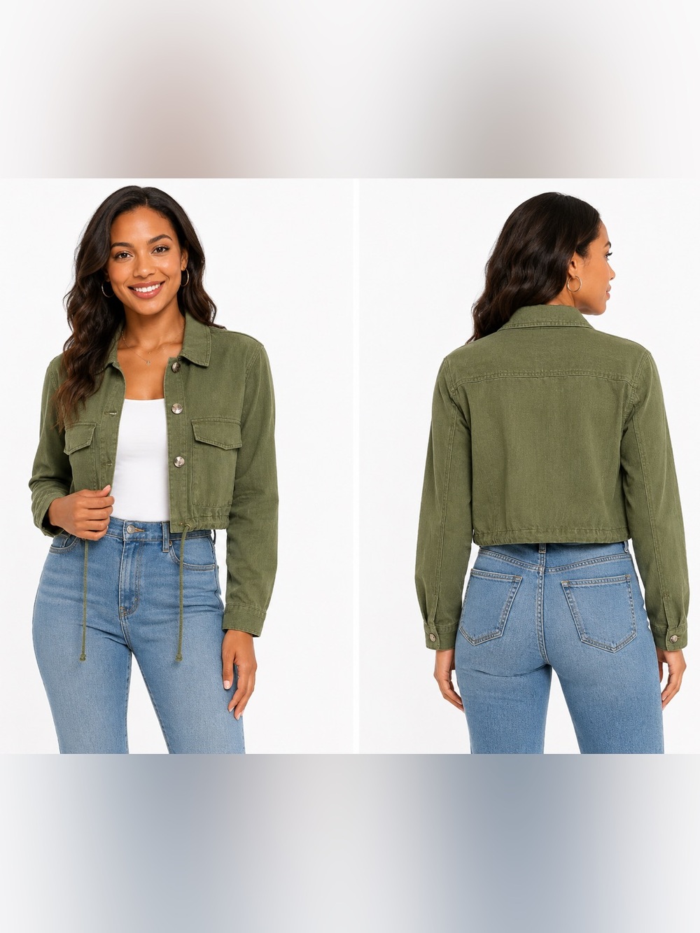 C&C California Olive Green Cropped Utility Jacket  Size Small